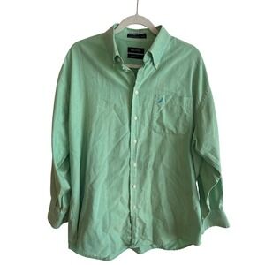 Nautica Mens Vintage Oxford Shirt Seafoam Green 100% Cotton 17 32/33 Long Sleeve